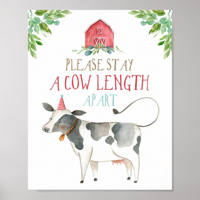 Cow Length Apart Farm Animals Barnyard Birthday Poster (Front)