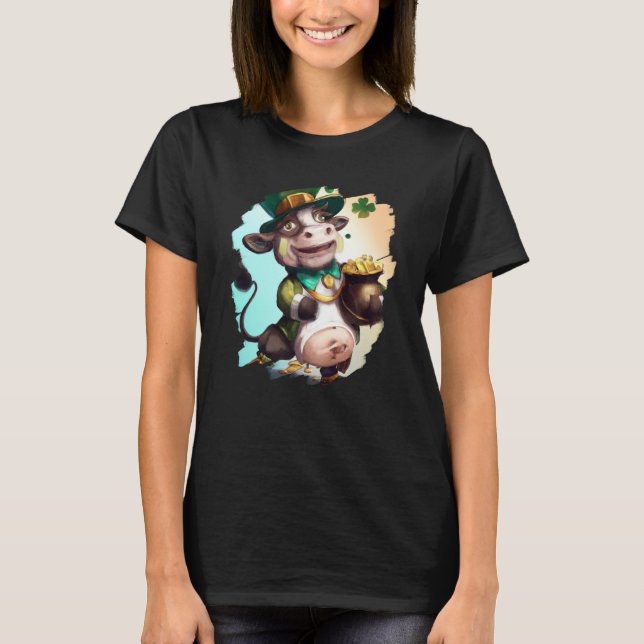 Cow Leprechaun Cows St Patricks Day T-Shirt (Front)