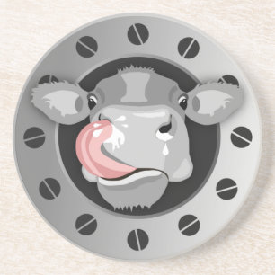 Cow licking nose coaster