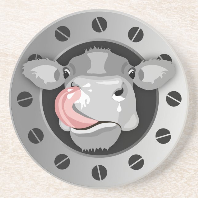 Cow licking nose coaster (Front)