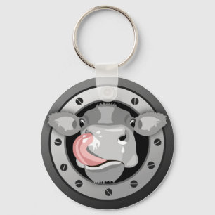 Cow licking nose keychain