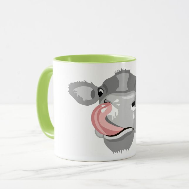 Cow licking nose mug (Front Left)