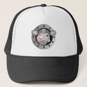 Cow licking nose trucker hat