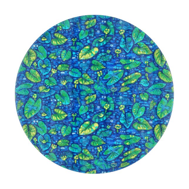 Cow Lilies, Spatterdock Summer Pond Floral Pattern Cutting Board (Front)