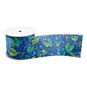 Cow Lilies, Spatterdock Summer Pond Floral Pattern Satin Ribbon
