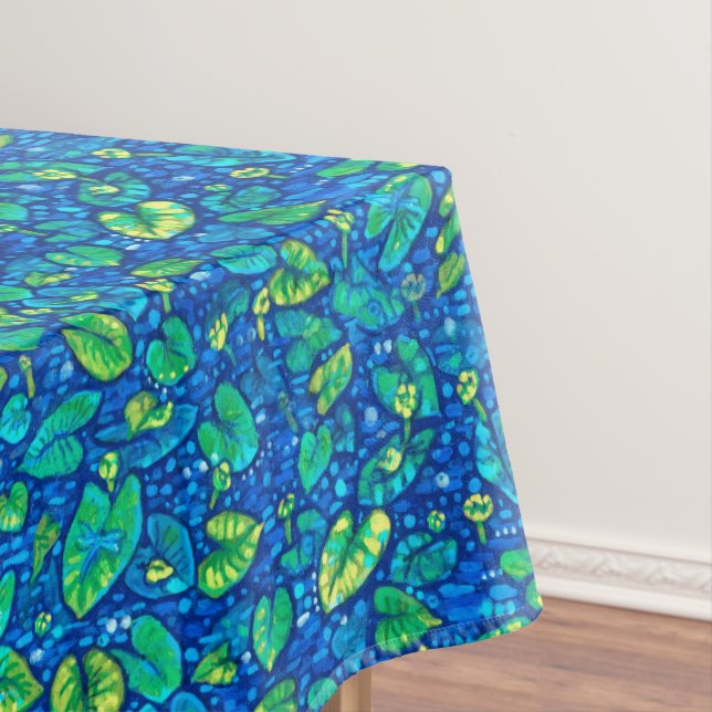 Cow Lilies, Spatterdock Summer Pond Floral Pattern Tablecloth (In Situ)