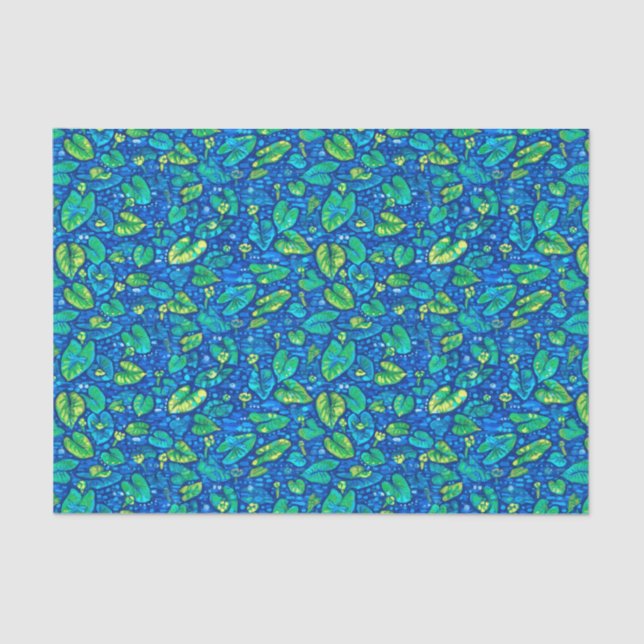 Cow Lilies, Spatterdock Summer Pond Floral Pattern Tissue Paper (Front)