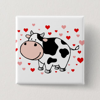 Cow Love 2 Inch Square Button