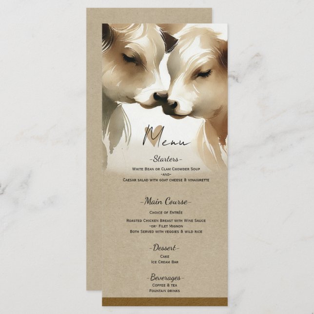 Cow Love Brown Cream Country Wedding Menu (Front/Back)