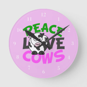 Cow Love Cute Pink Round Clock
