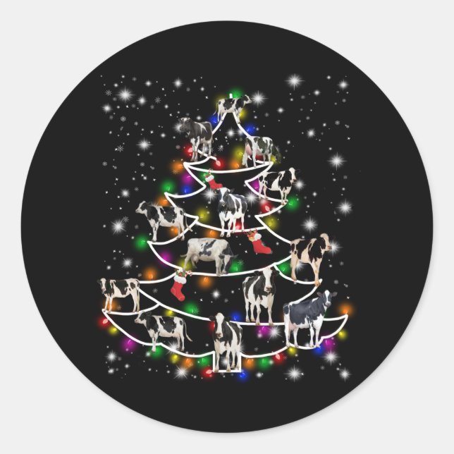 Cow Lover | Funny Cow Christmas Tree Ornaments Classic Round Sticker (Front)