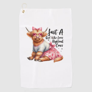 Cow Lover Just A Girl Who Loves Highland Cows Farm Golf Towel