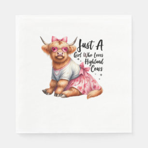 Cow Lover Just A Girl Who Loves Highland Cows Farm Napkin