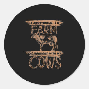 Cow Lovers   Farmer Farm Cute Animals Cow Classic Round Sticker
