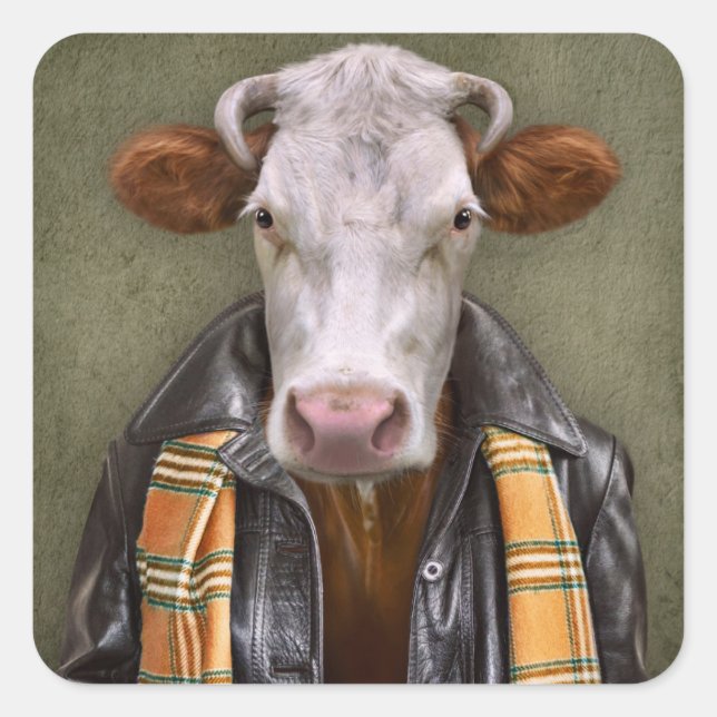 Cow Man Square Sticker (Front)