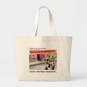 Cow Matinee Scary Moovie Funny Tees & Gifts Large Tote Bag