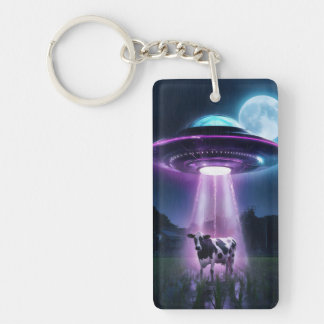 Cow meets aliens. keychain