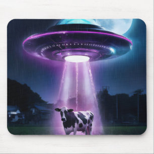 Cow meets aliens. mouse pad