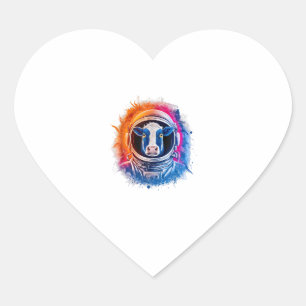 Cow Men Woman Cow Colourful Space Astronaut Cow Heart Sticker