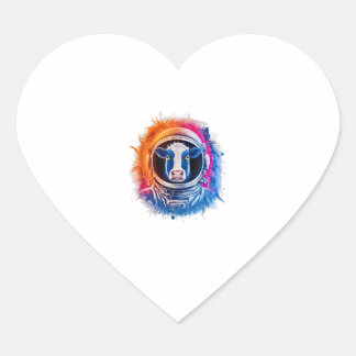Cow Men Woman Cow Colourful Space Astronaut Cow  Heart Sticker