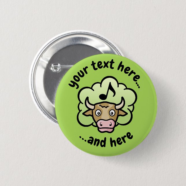 Cow Methane Cartoon Button (Front & Back)