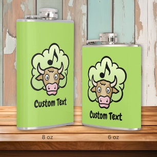 Cow Methane Cartoon Hip Flask
