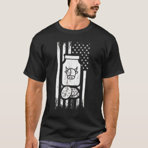 Cow Milk Cookies Usa American Flag T-Shirt