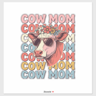 Cow Mom Retro Sunglasses Cow Vintage Engraving Des