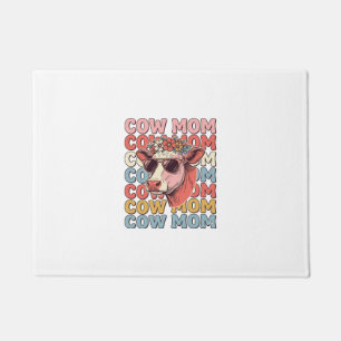 Cow Mom Retro Sunglasses Cow Vintage Engraving Des Doormat