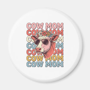 Cow Mom Retro Sunglasses Cow Vintage Engraving Des Magnet