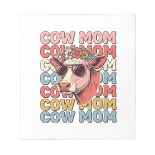 Cow Mom Retro Sunglasses Cow Vintage Engraving Des Notepad