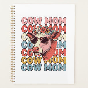 Cow Mom Retro Sunglasses Cow Vintage Engraving Des Planner