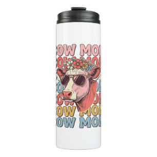 Cow Mom Retro Sunglasses Cow Vintage Engraving Des Thermal Tumbler