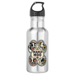 Cow Mom Shirt Vintage Engraving Sunflower Western 532 Ml Water Bottle