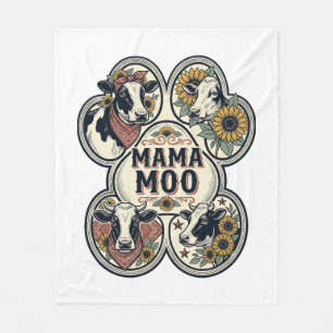 Cow Mom Shirt Vintage Engraving Sunflower Western Fleece Blanket