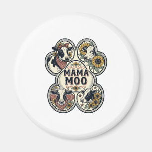 Cow Mom Shirt Vintage Engraving Sunflower Western  Magnet