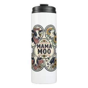 Cow Mom Shirt Vintage Engraving Sunflower Western  Thermal Tumbler