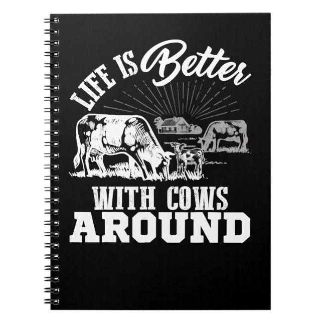 Cow Mooey Funny Cattle Funny Cow Farm Life Is Bett Notebook (Front)