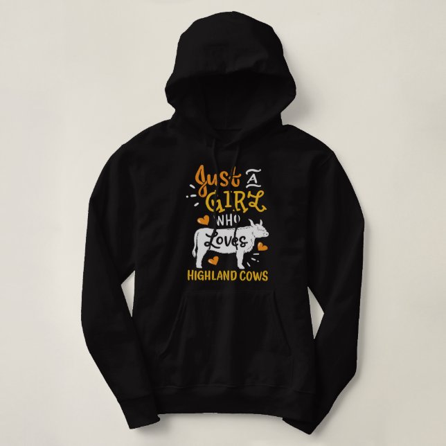 Cow Mooey Highland Cow Just a Girl Who Loves Highl Hoodie (Design Front)