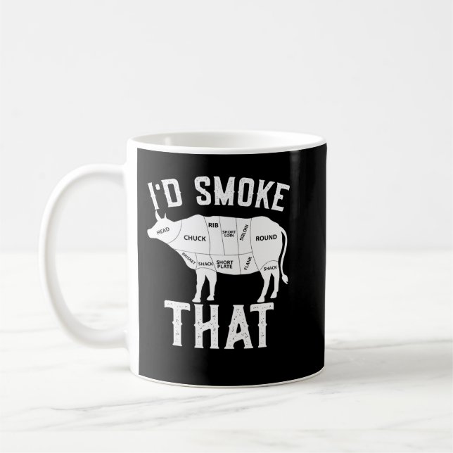 Cow Mooey Mens Id Smoke That Butcher BBQ Grilling  Coffee Mug (Left)