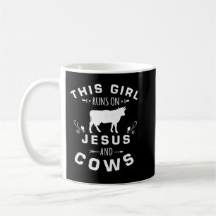 Cow Mooey Womens This Girl Runs On Jesus And Cows Coffee Mug