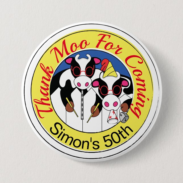 Cow Moosicians Birthday Party 3 Inch Round Button (Front)