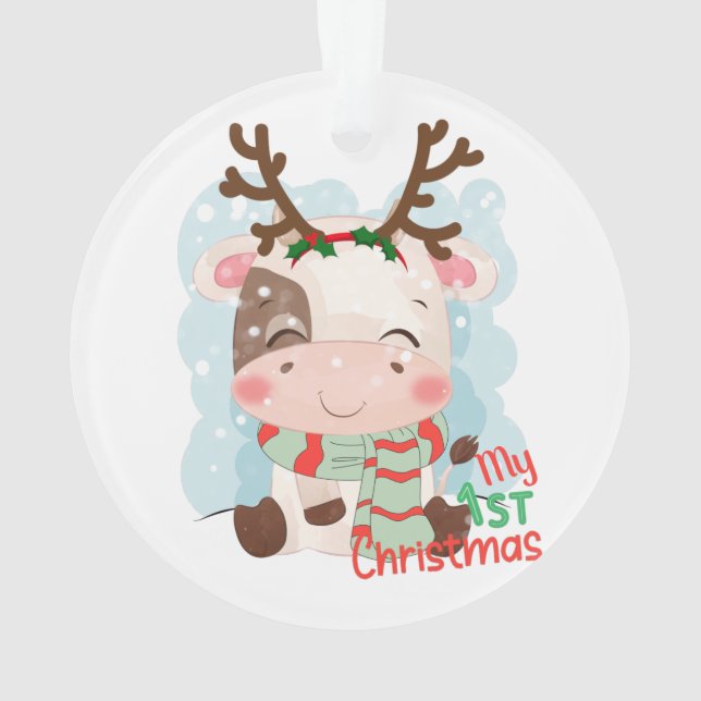 Cow My 1st Christmas Ornament (Back)