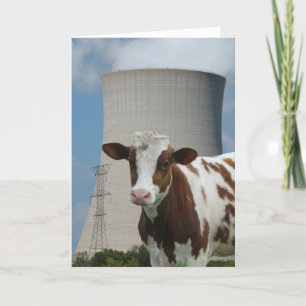 Cow & Nuclear Power Cooling Tower Greeting Card