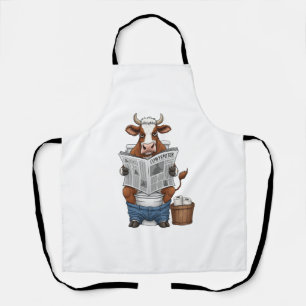 Cow on Toilet , Funny Farm Animal Apron
