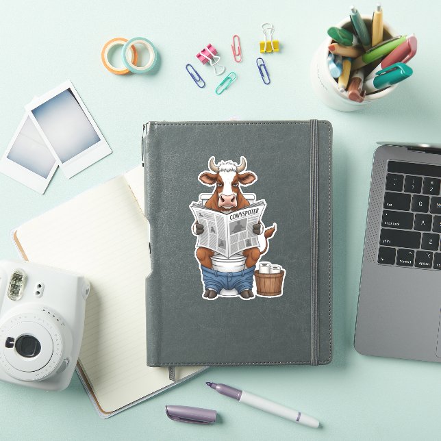 Cow on Toilet PNG, Funny Farm Animal (iPad Cover)