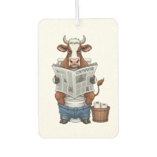 Cow on Toilet PNG, Funny Farm Animal Air Freshener