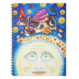 COW OVER THE MAN IN THE MOON, COLORFUL WHIMSY NOTEBOOK
