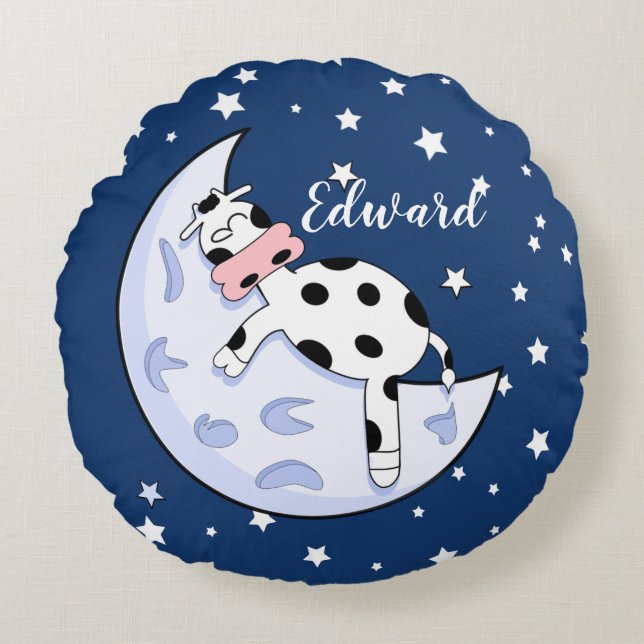 Cow Over the Moon   Round Pillow (Front)