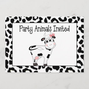 Cow Party Animal Birthday Invitation